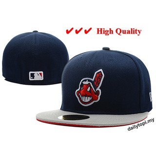 New Era MLB Cleveland Indians SnapBack Topi Men Women 59FIFTY Baseball Hip Hop Full Close Cap Hat