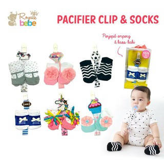 Royale Bebe chupete Clips + calcetines
