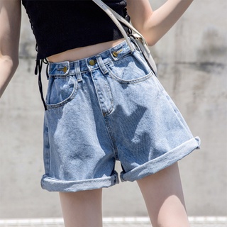 Verano coreano cintura alta suelta delgada todo-partido hacer viejos Jeans ancho de la pierna pantalones