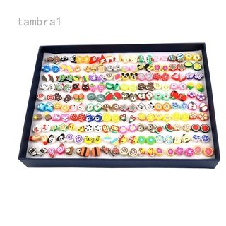 Tambra1 100 Pares De aretes De cerámica con dibujo De Fruta Artesanal con pegamento De plástico/hialergénico