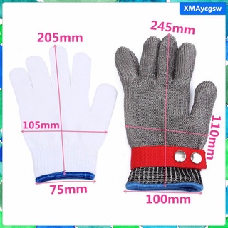 [xmaycgsw] guantes resistentes a corte nivel 5 de protección de acero inoxidable Anti-corte de carnicero guantes de trabajo de malla de Metal para la protección de la mano