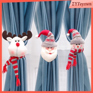 cortina de navidad tieback santa muñeco de nieve muñeca tiebacks sujetador hebilla abrazadera para festival ventana decoraciones hogar