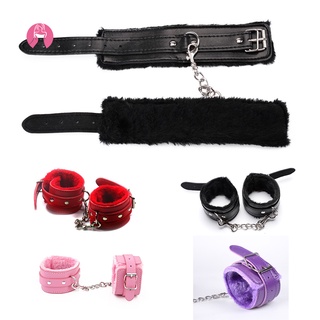 IN STOCK|Couple Bondage Faux Leather Plush Cuffs Chain Adult Sex Game Restraint Handcuffs