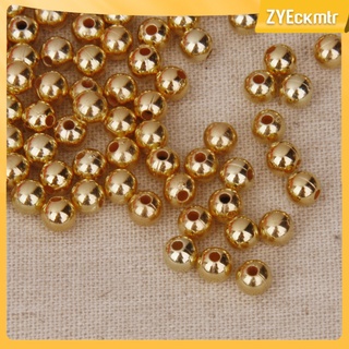 100 cuentas redondas sueltas de perlas sintéticas, perlas doradas, perlas de semillas para bricolaje, joyería, collares, pulsera, boda, fiesta de cumpleaños