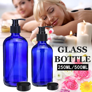 aug 250ml/500ml botella de vidrio azul con bomba + tapa aceite esencial Perfume champú jabón mhestore2009 nuevo