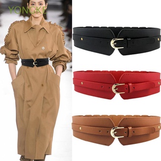 YONGKE Moda Cintura de mujer Lujo Cinturón ancho Vestido de cintura Belleza Fiesta Grande Vestido Hebilla Imitación de cuero Color sólido/Multicolor (1)