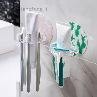 Jingjiangfangji zhenzhidianzi 1PC sin punzón plástico cepillo de dientes titular de pasta de dientes estante de almacenamiento de afeitar cepillo de dientes dispensador de baño accesorios de almacenamiento