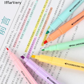 [IffarVery] 6pcs Candy Color Double Head Highlighter Pen Stationery Marker Office School Set .