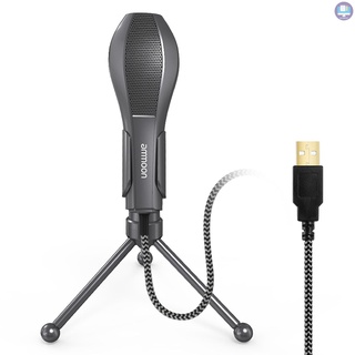 ammoon USB cable micrófono condensador micrófono con escritorio Mini trípode soporte para PC portátil jugar juegos de ordenador estudio grabación en línea chateando canto Broadcast