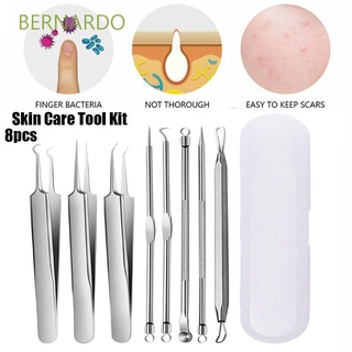 BERNARDO Portable Skin Care Tool Kit Curved Pimple Removing Face Care Tool Facial Pore Cleaner Professional Stainless Steel Acne Pimple Extractor Makeup Tool Tweezer Blackhead Removing/Multicolor