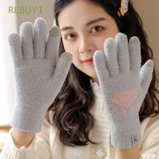 Rebuy1 guantes De lana tejido para mujer con Pata De Gato terciopelo/multicolores