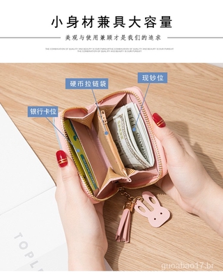 Nueva cartera con cierre De borla para mujer/monedero/monedero De Moda Estilo Coreano De color contrastante (8)