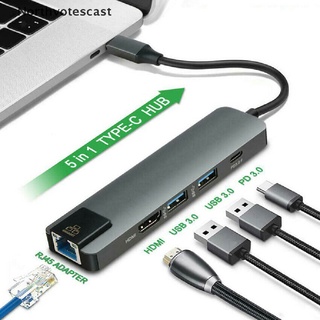 Northvotescast 5 en 1 USB tipo C Hub adaptador Dock con 4K HDMI PD RJ45 Ethernet Lan carga NVC nuevo
