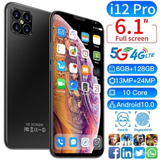 Ready Stock2021celular I12 Pro Smartphones 6.6 Polegada De Tela Ultra Hd Android 10 Núcleo Chip 8 + 128g Iphone 11 Dual Sim Celular Android Telefone