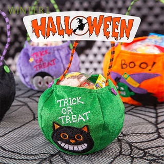 WINTER1 Party niños caramelo cubo Horror caramelo Tote Halloween caramelo bolsa portátil lindo decoración accesorios calabaza bolsa de regalo/Multicolor