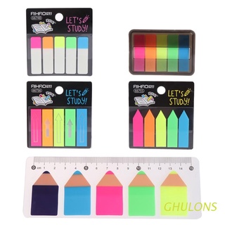 GHULONS Fluorescent Clear Sticker Memo Flags Bookmark Index Pad Tab Sticky Notes