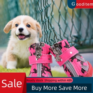 Gooditem 4 pzs botines para perros/patrón de vaca decorativo transpirable/zapatos de malla para cachorros/producto para mascotas