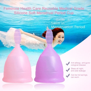 Taza de silicona de grado médico reutilizable para cuidado de la salud femenina suave periodo Menstrual
