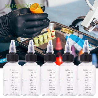 huangxiang con tapa giratoria herramientas de maquillaje vacío gotero botellas recargables 5pcs contenedor de pigmento transparente graduado medición plástico exprimible tatuaje botellas de tinta