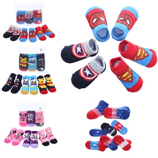 3 pares/set nuevos calcetines de algodón antideslizantes para bebé/calcetines deportivos de caricatura/calcetines deportivos europeos y americanos para niños