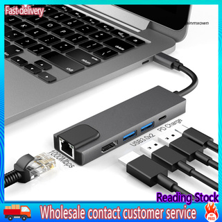 Rm_portátil 5 en 1 Gigabit Ethernet Lan RJ45 Type-C Hub a 4K USB 3.0 PD USB-C Docking Station (1)