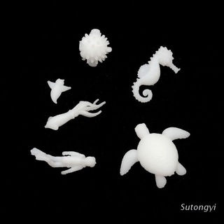 sut 6pcs silicona mini organismo marino modelado tortuga calamar resina molde rellenos playa tema joyería rellenos