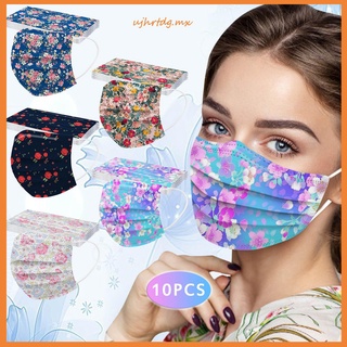 （ujhrtdg.mx）10PCS Adult Flower Printing Dust-Proof 3-Layer Disposable Protective Mask
