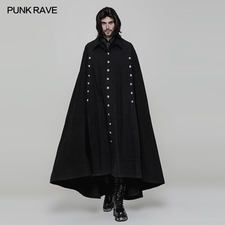 Uniforme PUNK RAVE para hombre, abrigo largo negro, chal gótico, ropa Punk