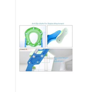 asiento de inodoro de entrenamiento para orinal con escalera de paso para niños y niñas, inodoro plegable, asiento de entrenamiento para inodoro, con asas, asiento acolchado antideslizante, ancho (verde azul) (6)