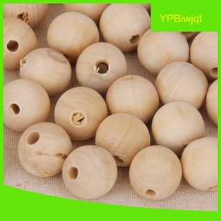 50 piezas de cuentas de madera Natural sin terminar cuentas de madera DIY espaciador de madera piezas redondas de madera suelta bolas manualidades para