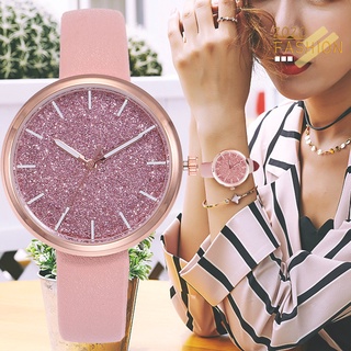 zozofashion reloj de pulsera analógico de cuarzo con purpurina de lujo con correa de cuero sintético para mujer