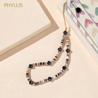 PHYLLIS Bohemia Mobile Phone Strap For Mobile Phone Case Cell Phone Lanyard Mobile Phone Lanyard Heart Mobile Phone Accessories Acrylic Bead Beads Chain Colorful Handmade Soft Pottery Rope