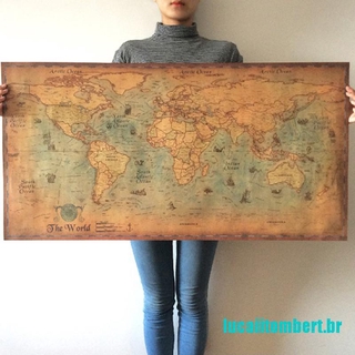 ()el viejo mapa del mundo grande estilo vintage retro póster de papel decoración del hogar 100cmx51cm