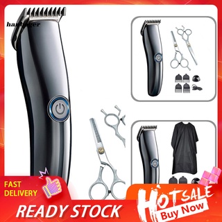 Han_ Electric USB Charging Cordless Hair Clipper Scissors Haircut Cape Trimmer Set