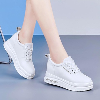 Cuero interior aumento pequeño blanco zapatos 2021 otoño nuevo gris fondo casual único zapatos de fondo grueso salvaje luz zapatos de viaje (1)