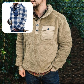 language.mx Autumn Winter Winter Sweatshirt Solid Color Pocket Men Sweatshirt Windproof Outerwear