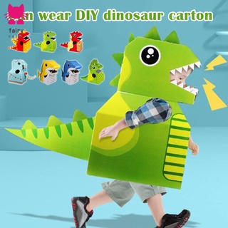 Kids Carton Toy Wearable Animal Cardboard Carton Toy Dinosaur Paper Clothes Performance Drama Props DIY Handmade