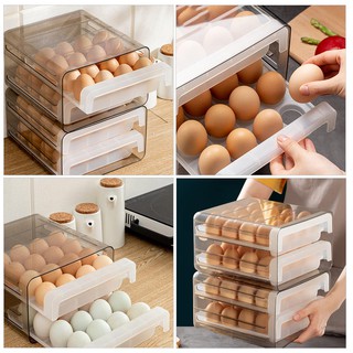 Caja de almacenamiento de huevos de 32 rejillas de doble capa compartimento bandeja de huevo (4)