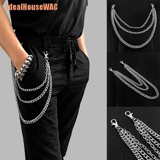 [IdealHouseWAC] -3 capas de acero inoxidable para hombre, pantalón, cartera, anillo de cinturón, llavero Punk