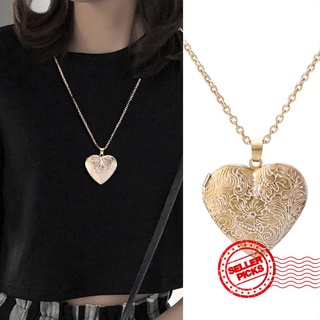 [caliente] collares de moda para mujer hombre bronce corazón relicario foto amigo collar oro imagen f5e8
