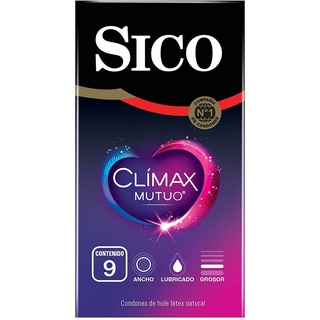 Sico Clímax Mutuo Condones látex natural con benzocaína 9 piezas