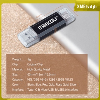 [xmefvdjh] unidad flash 3 en 1 de 128 gb para teléfonos ordenadores tabletas usb 3.0 tipo c flash drive micro usb flash drive pulgar drive