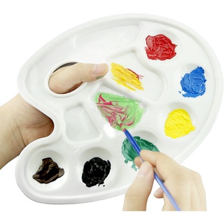 Paletas de bandejas de pintura paletas de arte con agujero para pulgar -con Kare & Kind embalaje al por menor (3 piezas, blanco)