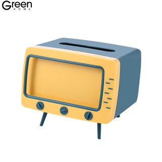 (greenhome) 4 colores soporte de pañuelos creativo en forma de tv dispensador de papel de seda caja de punzón libre para el hogar (8)