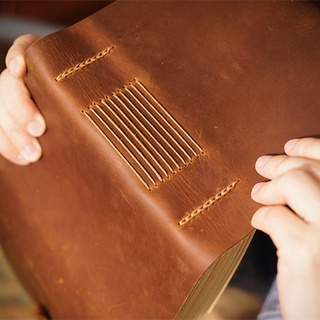 Cuaderno de cuero hecho a mano marrón grueso diario de viaje en blanco papel Kraft lazo cuerda cuaderno de bocetos volver al regalo de la escuela (7)