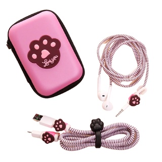 Set Bolsas de auriculares Estuche Protector animados de Cable USB con pegatinas, espirales