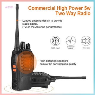 2PCS BF-888S UHF 400-470 MHz 2-Way Ham Radio 16CH Durable Walkie Talkie