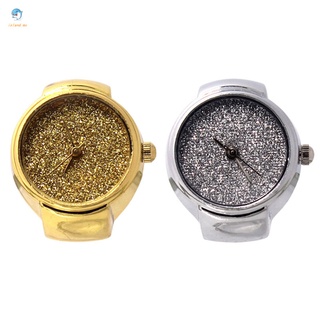 Fashion Unisex Steel Round Elastic Quartz Finger Ring Watch Shine Dial Ring Watches Jewelry Gifts