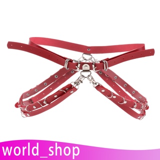 [worldshop] cinturón de cintura de cuero sintético para mujer con cadena de metal punk playa de verano