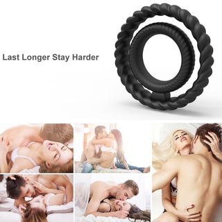 as Male Soft Flexible Dildo Penis Lock Double Cock Ring Enhance Potency Sex Toy